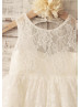 Ivory Lace Keyhole Back Country Maxi Flower Girl Dress